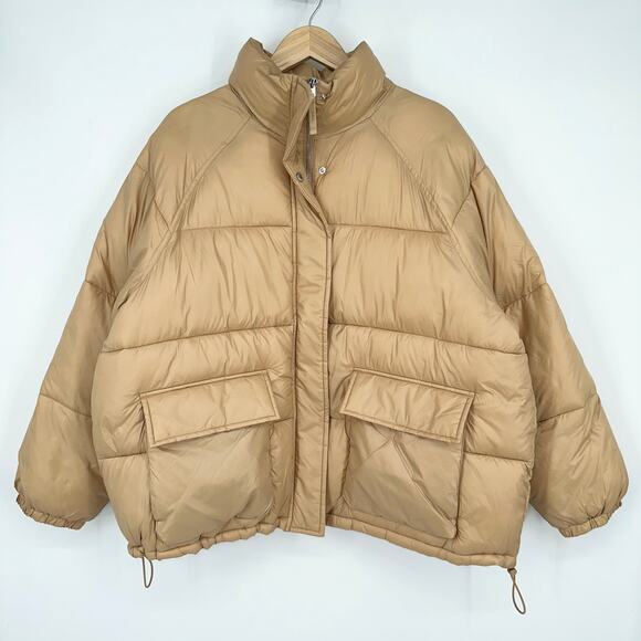 Abercrombie & Fitch Oversized Utility Puffer Jacket, Light Brown/ Tan NWT - Picture 5 of 13